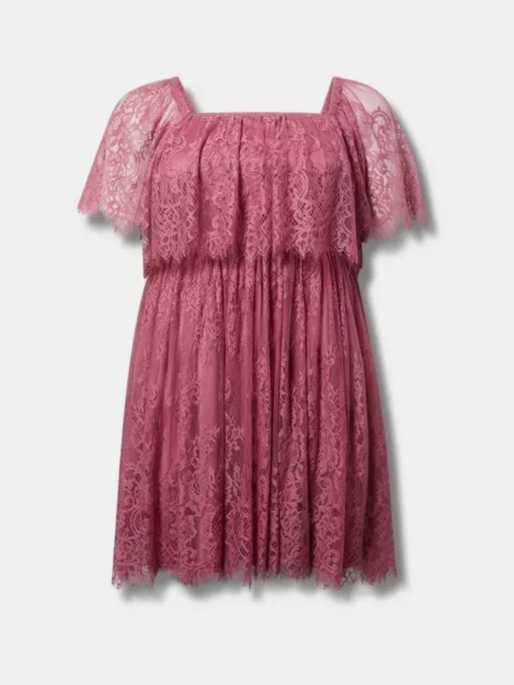 Torrid Lace Off-Shoulder Mini Dress in Dusty Rose Size 2 - Picture 7 of 7